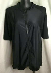 AUTOGRAPH BLACK SHORT TEXTURED SLEEVE ZIPPER RASHIE VEST--SIZE 26 PLUS SIZE - Picture 1 of 8