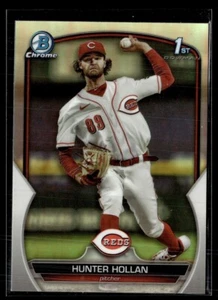 2023 BOWMAN CHROME REFRACTOR BDC-59 Hunter Hollan - Cincinnati Reds 1st - Picture 1 of 1