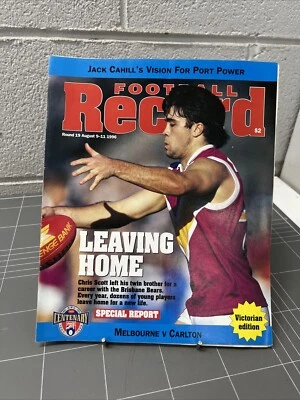 VINTAGE FOOTBALL RECORD AFL VFL 1996 CARLTON MELBOURNE CHRIS SCOTT BRISBANE BEAR - Image 1 of 4