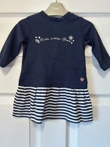HUGO BOSS “Cute Little Boss” Baby Girls Dress 9M Navy Blue Stripes - Picture 1 of 6