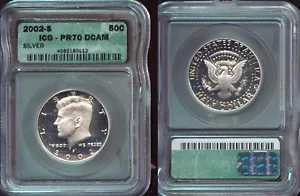 2002-S SILVER ICG  KENNEDY HALF DOLLAR  PR70 DCAM   (347)  A BEAUTY - Picture 1 of 1