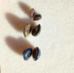 2.60 Ct Natural Black Opal Flashy Loose Faceted Cut Pair Gemstones Collection - Picture 1 of 2