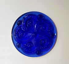 Round Swirly Jewels- German Made- Trans Cobalt Blue- 35mm- Stained Glass and Lea