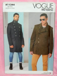 Abrigo sin cortar Vogue para hombre talla 34-40 ajustado doble pecho cuello patrón 11244 - Imagen 1 de 2