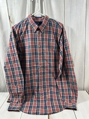 Camisa Nordstrom Manga Larga Para Hombres Grande Alta Tartán Cuadros Abotonada Roja Foto 1 de 4