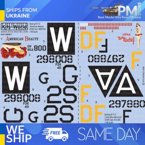Kits World KW148001 1/48 Decal for Boeing B-17G Flying Fortress American Beauty - Picture 1 of 3