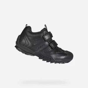 GEOX J SAVAGE A Boys Leather Tough Sporty School Shoes with Toe Bumper - Picture 1 of 8