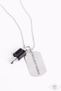 Paparazzi Necklace Proud Patriot Silver Bullet Urban LOP EXCLUSIVE - Picture 1 of 2