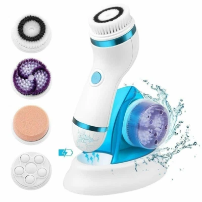 Juego de brochas de limpieza facial eléctricas recargables 4 en 1 exfoliante facial cuerpo Foto 1 de 4