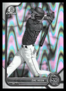 2022 Bowman Chrome Draft Zav Veen # Black & White RayWave Refractor Rockies - Picture 1 of 2