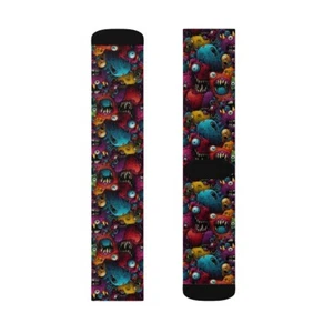 All Over Print Adult Socks Halloween Monsters Scary Horror Streetwear Gothic - Picture 1 of 9