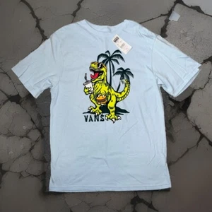 Vans Off The Wall Short Sleeve Blue T-Shirt Skateboarding T-Rex Youth Sz L NWT - Picture 1 of 10