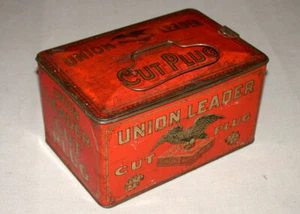 Fiambrera de lata publicidad tabaco tapón corte líder de la Unión original de 1910 antigua - Imagen 1 de 2