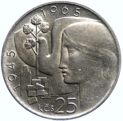 1965 CZECH REPUBLIC Czechoslovakia 25th LIBERATION Vintage 25 Korun Coin i104750 - Image 1 of 3