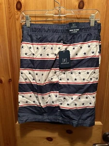 Herren George blau rot weiß Sterne Streifen Stretch Kordelzug Badeshorts 2X, 3X - Bild 1 von 1