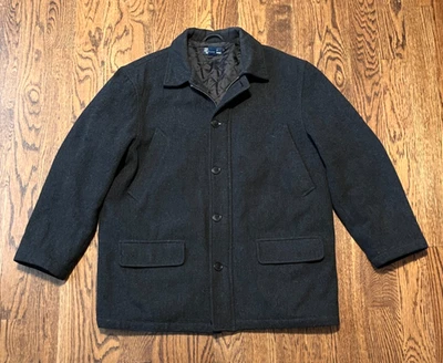 Vintage Polo Ralph Lauren Wool Overcoat Quilted Lining Mens Large Jacket Gray - Image 1 of 3