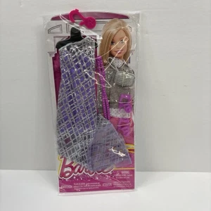 Barbie Fashionista Life In The Dreamhouse Purple Silver Glitter Gown Shoes Bag - Picture 1 of 6