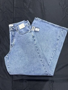 Jeans filo universale donna 8 lavaggio leggero gamba super larga 100% cotone bottoni mosca - Foto 1 di 13