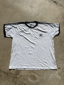 Adidas Originales Camisa Para Hombre Grande Blanca 3 Rayas Timbre Trifolio Camiseta Retro - Imagen 1 de 6