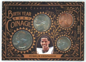 2025 ROBELIS DESPAIGNE UD GOODWIN CHAMPIONS BIRTH YEAR QUAD COIN RELIC 14/50!! - Picture 1 of 2