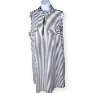 Mlle Gabrielle White Black Striped Sleeveless Shirt Shift Dress XL - Picture 1 of 6