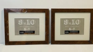 Studio Decor Set of 2 - 8x10" Wall Brown (Belmont) Wood Photo Frame Mat 5x7 - Picture 1 of 7