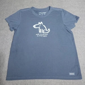 Damen Life Is Good Crusher T-Shirt Love Dogs Blau Kurzarm L Large - Bild 1 von 6