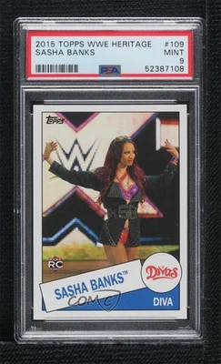 2015 Topps Heritage WWE Divas Sasha Banks #109 PSA 9 MINT Rookie RC - Image 1 of 2