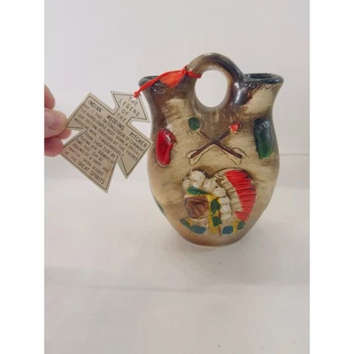 Vintage Native American Indian Wedding Pitcher Legend of Love Story Vase - Image 1 of 4