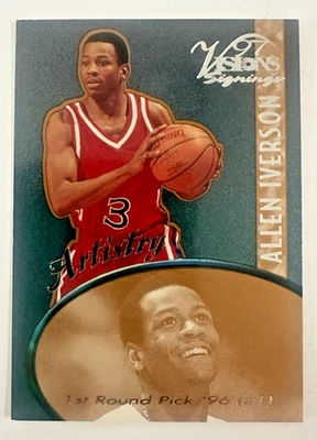 1997 Score Board Visions Signings Artistry A-2 Allen Iverson RC 76ers Card NM - Image 1 of 2