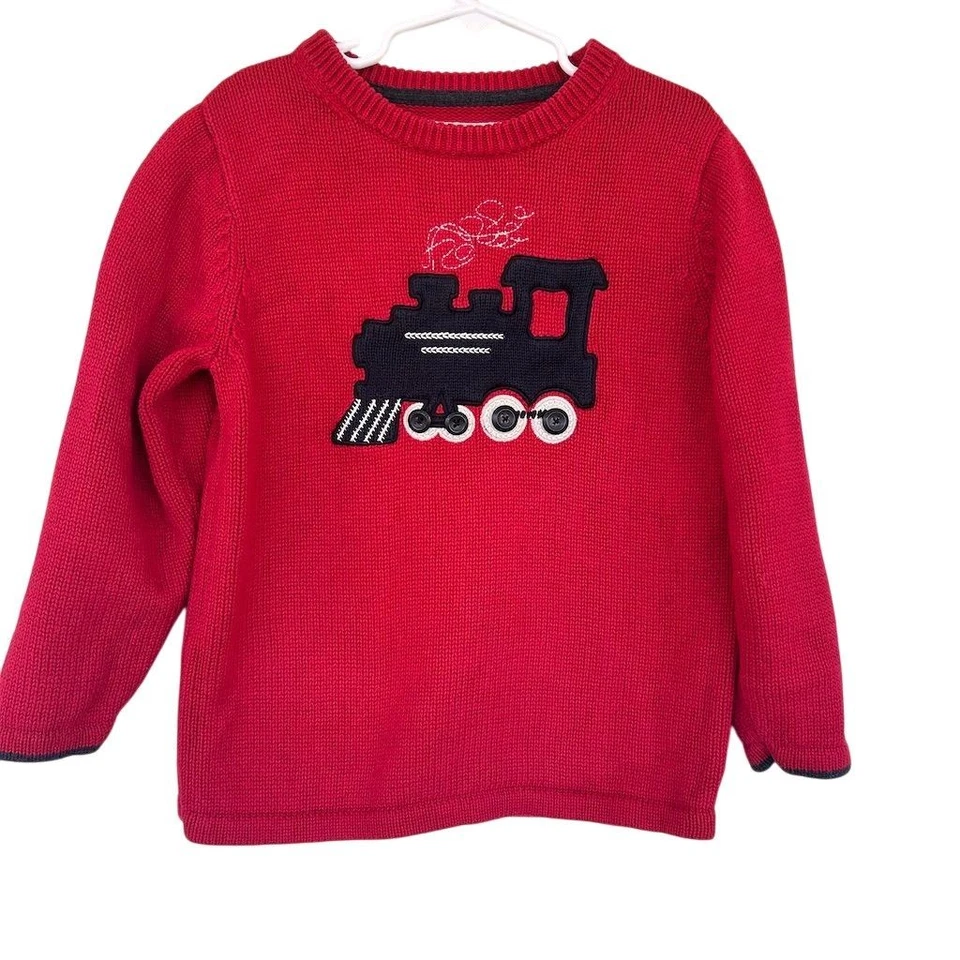 Suéter de tren vintage Y2K OshKosh B'gosh niños rojo talla 5 ecléctico abuelo acogedor Foto 1 de 4