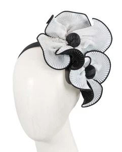 Whit & Black autumn & winter racing fascinator by Max Alexander 100% AU Seller - Picture 1 of 5