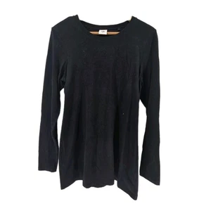 CAbi Long Sleeve Black Tshirt Womens Large Cotton Blend - Picture 1 of 4