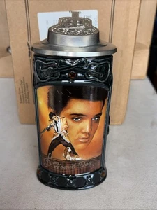 Rare NIB - ELVIS PRESLEY COLLECTOR BEER STEIN W/ PEWTER GUITAR LID "HOUND DOG" - Picture 1 of 10