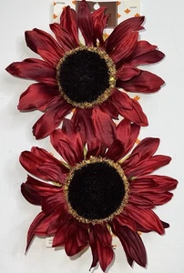 Künstliche Sonnenblume 2 Stück Herbstblumen Rot Clip-On Herbst Deko Ornament Neu mit Etikett NEU - Bild 1 von 18