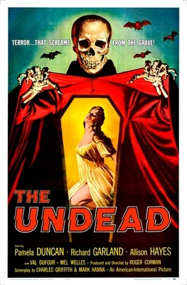 THE UNDEAD (1957) 27"x41" Corman clássico pôster de filme de terror de uma folha! - Imagem 1 de 4
