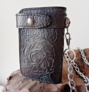 Biker Portemonnaie mit Kette - Schwarze Herren Geldbörse | „Short Classic Skull" - Bild 1 von 13