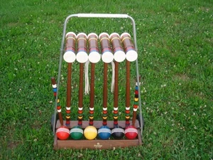 Vintage Forster Croquet Set & Wheeled Stand - 6 Player - Exc. Condition - Picture 1 of 24