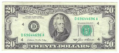 1985 $20 Small Size Federal Reserve Radar Note, Circulated - Image 1 of 2