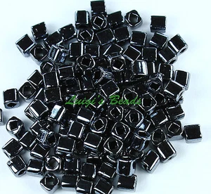 10g Metallic Hematite- #81 TOHO Cube Glass Seed Beads 4mm - Picture 1 of 2