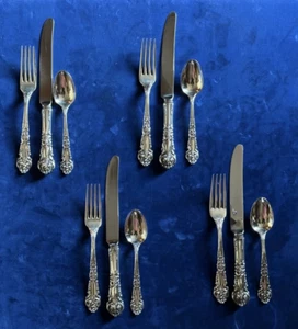 Reed & Barton FRENCH RENAISSANCE Sterling Flatware Set 4-3 Piece Place Settings - Picture 1 of 10