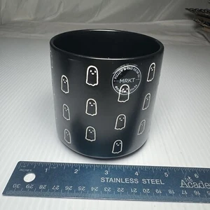 Market Finds MRKT Black Halloween Coffee Tea Mug White Ghosts 16 oz 2022 EUC! - Picture 1 of 5
