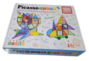 Picasso Tiles 120 Pieces Steam Amusement 3D Magnetic Building Block Set Toys NEW