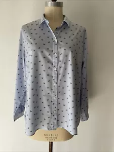 SPORTSCRAFT Size 18 Cotton Stretch Shirt Strip Blue / Wht Small Butterfly Print - Picture 1 of 13