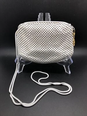 Vintage White Metal Mesh Purse With Chain Strap Evening Bag Wedding - Image 1 of 4