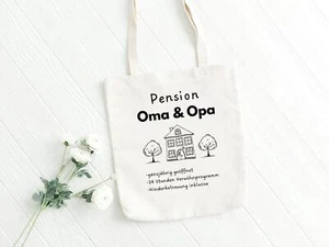 Tasche - Pension Oma & Opa - Geschenk Baumwolltasche Großeltern Einkaufstasche - Bild 1 von 1