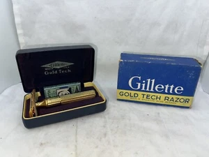 Vintage 40’s Gillette Gold Tech Razor Original Box & Gillette Blue blades - Bild 1 von 24
