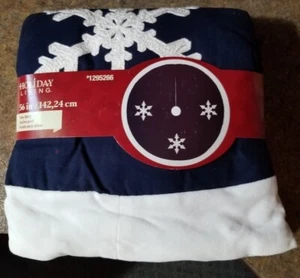 Brand NEW Holiday Living Christmas Tree Skirt Navy Blue with 3 Snowflakes 48" - Picture 1 of 4