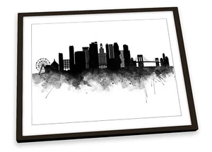 IMPRESIÓN ARTÍSTICA ENMARCADA NEGRA del horizonte abstracto de la ciudad de Brooklyn Nueva York ilustrada - Imagen 1 de 5