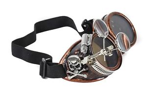 Steampunk Victorian Skull Cross Welding Copper Goggles Scissors Lens Cosplay 
